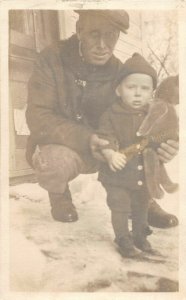 G11/ Interesting Postcard c1910 Child and Father Holding Teddy Bear Doll 2