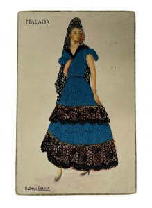 Lot 3 Espagne Brodé Cartes Postales Flamenco Dancer Matador Artiste Signé Rare