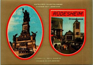 VINTAGE CONTINENTAL SIZE POSTCARD RUDESHEIM GERMANY REMOVEABLE STICKER DECALS