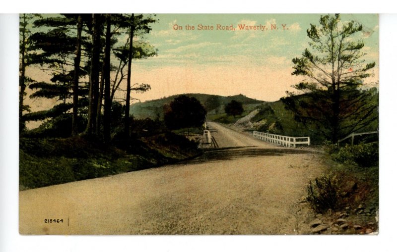 NY - Waverly. On the State Road circa 1914   (crease)
