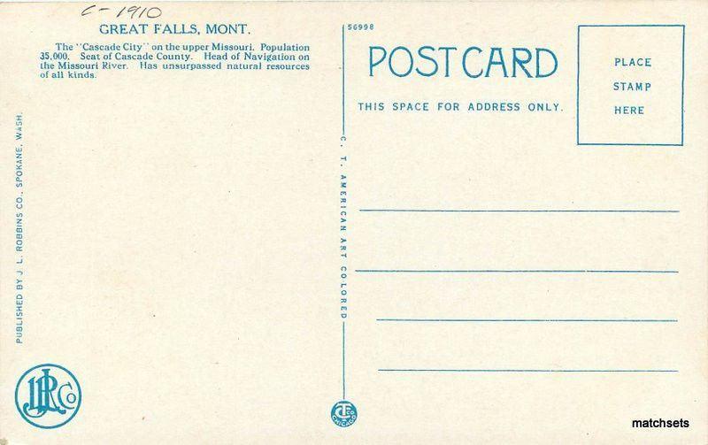C-1910 GREAT FALLS MONTANA Park Hotel Flag Robbins Teich postcard 1765