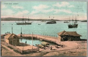 FARM COVE SYDNEY AUSTRALIA PORT SHIPS ANTIQUE POSTCARD