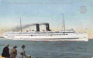 Steamer Yale Rounding Los Angeles Harbor Breakwater California 1910c postcard