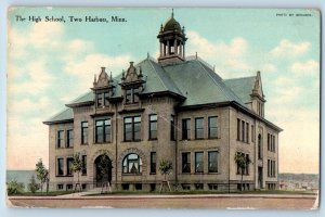 Two Harbors Minnesota Postcard High School Building Exterior View 1910 Vintage