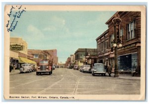 1949 Business Section Fort William Ontario Canada Vintage Posted Postcard