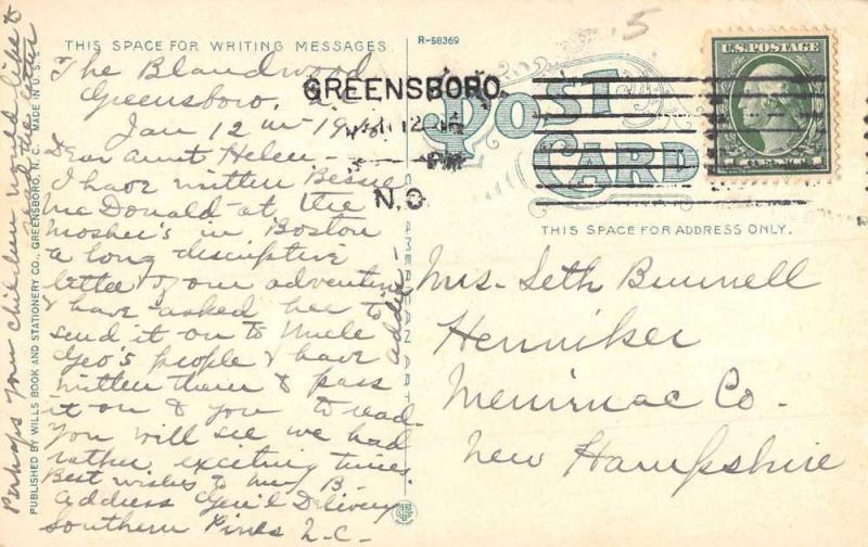 Greensboro North Carolina Normal College Avenue Antique Postcard K102206