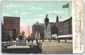 Vintage 1909 Newark NJ Military Park Postcard with Porto Rico Trophy