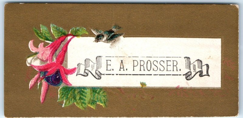 c1880s E.A. Prosser Calling Trade Card Litho Stock Flower Bird Banner Visit C3