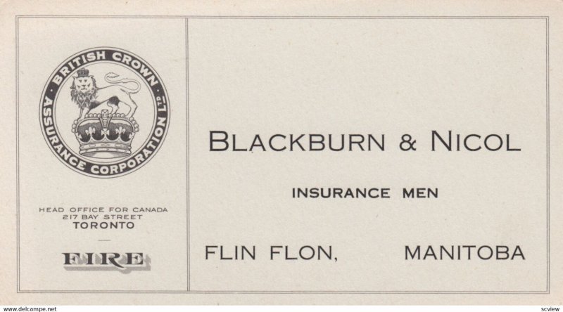 FLIN FLON , Manitoba , 1900-10s ; Blackburn & Nicol , Insurance Men