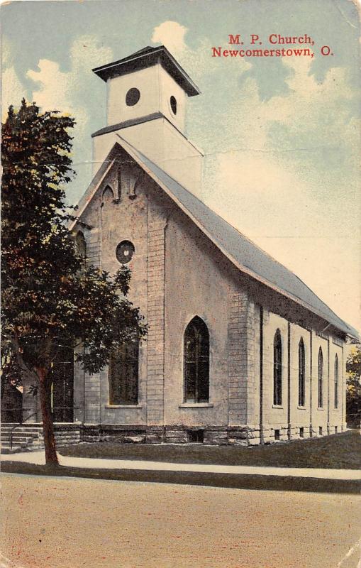 E57/ Newcomerstown Ohio Postcard 1915 M.P. Church Building