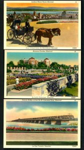 #785n  Montreal (3) Pcs Victoria Bridge, Lookout, Botanical Garden, Unused Linen