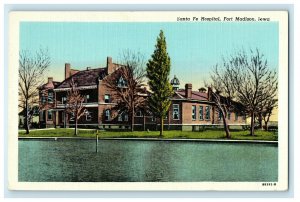 c1940s Santa Fe Hospital Fort Madison Iowa IA Unposted Vintage Postcard