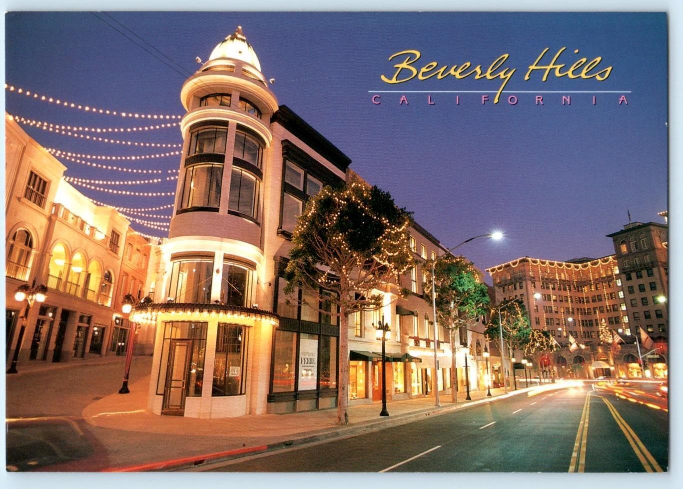 BEVERLY HILLS, CA ~Night View RODEO DRIVE Shopping Xmas Lights? 4¾