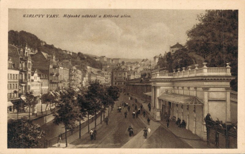 Czech Republic Karlovy Vary Karlsbad Mlýnské nábř Vintage Postcard 08.11