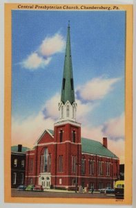 Chambersburg Pa Central Presbyterian Church Vintage Pennsylvania Postcard S10