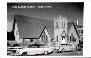 Real Photo Postcard First Baptist Church in Minot, North Dakota