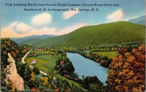 Vtg Hot Springs North Carolina NC Looking North French Broad Lookout Postcard
