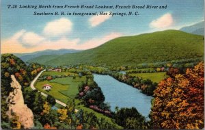 Vtg Hot Springs North Carolina NC Looking North French Broad Lookout Postcard