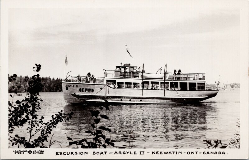 Excursion Boat Argyle 2 Keewatin Ontario ON Unused Real Photo Postcard F16