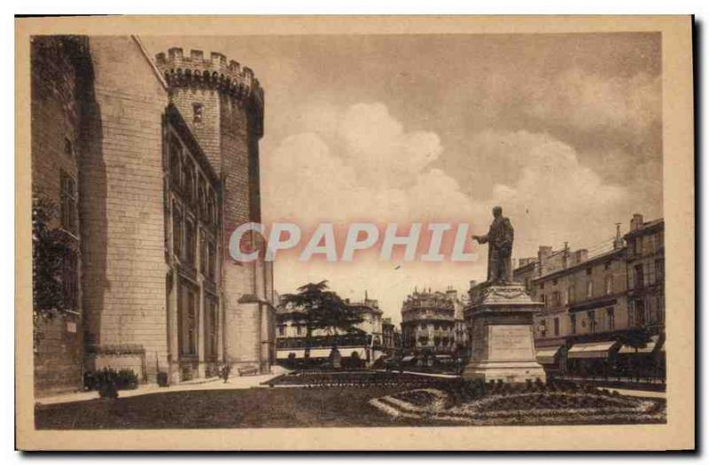 Postcard Old Angouleme Statue J Bouillaud and gardens of the Hotel de Ville