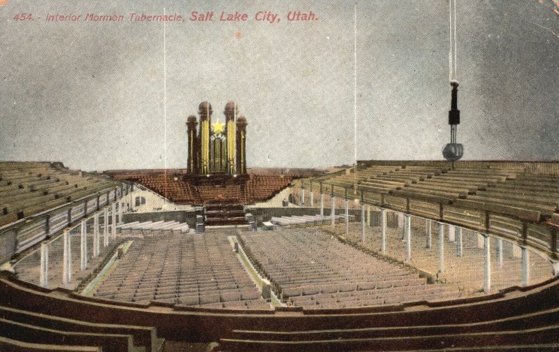 Vintage Postcard 1930's Interior Mormon Tabernacle Salt Lake City Utah UT 