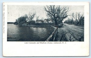 LAKEWOOD, NJ New Jersey~ MADISON AVENUE Road Scene LAKE CARASALJO 1906 Postcard