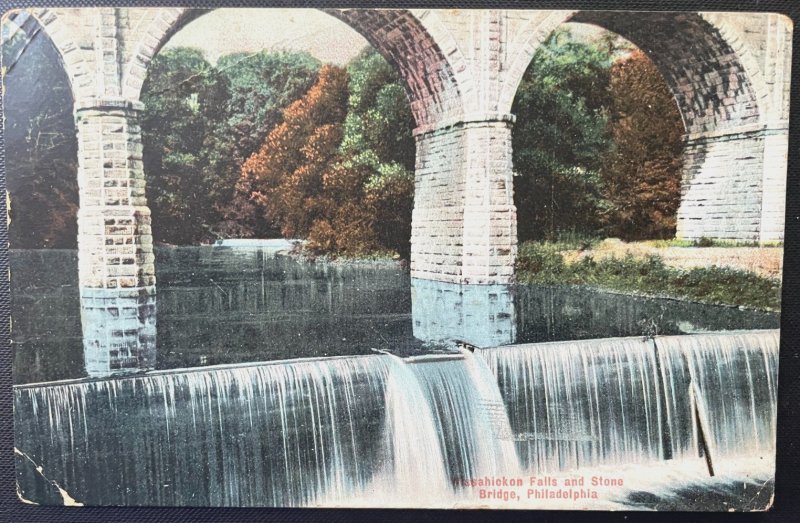 Vintage Postcard 1909 Wissahickon Falls and Stone Arch Bridge, Philadelphia, PA