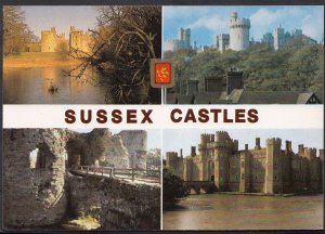 Sussex Postcard - Views of Sussex Castles, Bodiam, Arundel, Pevensey  LC4578