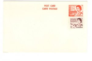 Postal Stationery Postcard Elizabeth II 6 Cent with 1 Cent Stamp Affixed  Canada