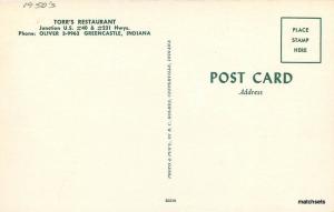 1950s Greencastle Indiana Torr's Roadside Restaurant Holmes postcard autos 12139