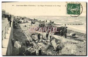 Old Postcard Luc Sur Mer La Digue Promenade and Beach Children