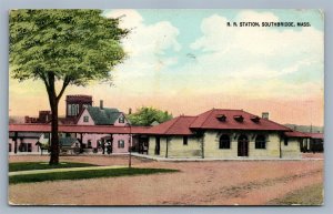 SOUTHBRIDGE MA RAILROAD STATION ANTIQUE POSTCARD RAILWAY DEPOT