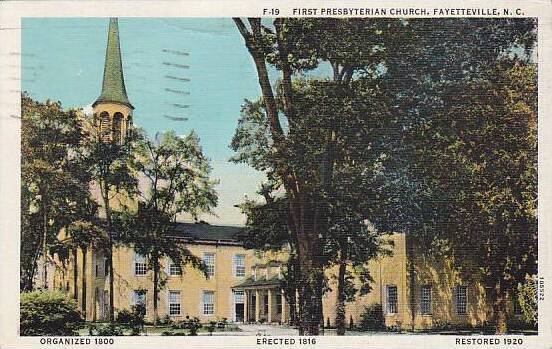 North Carolina Fayetteville First Presbyterian Church 1939 Albertype