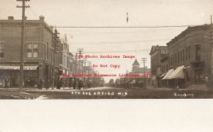 WI, Antigo, Wisconsin, RPPC, Fifth Avenue, Business Section, Kingsbury Photo