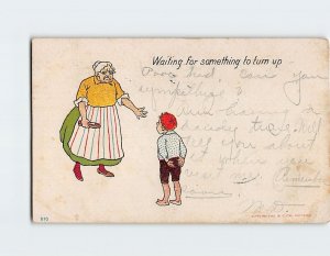 Postcard Waiting for something to turn up with Mother and Child Art Print