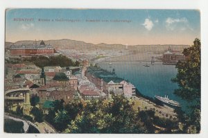 P2688 old hungary postcard budapest city & river birds eye view