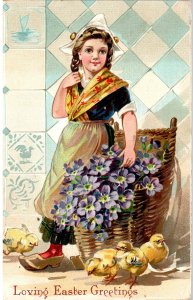 Loving Easter Greetings - Tuck Postcard - Embossed - c1903