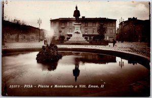 Pisa - Piazza E Monumento A Vitt Eman Pisa Italy Real Photo RPPC Postcard