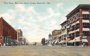 J38/ Bartlesville Oklahoma Postcard c1910 Third Street Dewey Stores 329