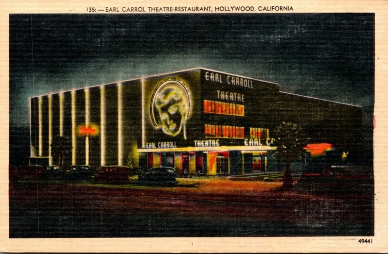 California Hollywood Earl Carroll Theatre Restaurant