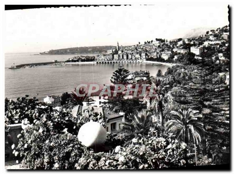 Modern Postcard Menton Alpes Maritimes General view at Cap Martin background