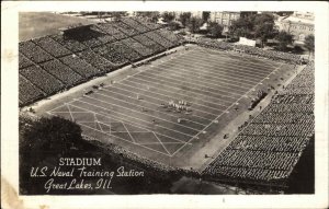 Great Lakes IL Navy Station Foot Ball Game Used 1944 Real Photo Postcard