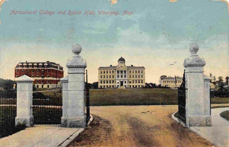 Agricultural College Roblin Hall Winnipeg Canada 1910c postcard