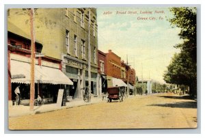 Vintage 1910's Postcard Antique Cars Broad Street Grove City Pennsylvania