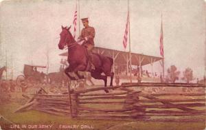 Life In Our Army Cavalry Drill c1910 Military Postcard Soldier Jumping Horse