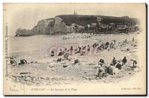 Old Postcard The Washing Machine and Etretat Beach