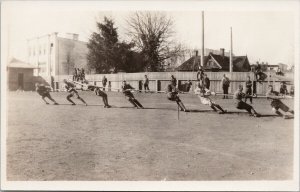 Duncan BC Men Tug Of War Tug-O-War Vancouver Island Unused RPPC Postcard E98