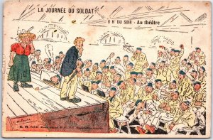 VINTAGE POSTCARD LA JOURNEE DU SOLDAT THE JOURNEY OF A SOLDIER THEATRE ACT