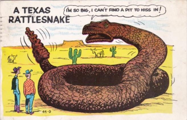 Humour Exageration Texas Rattlesnake I'm Do Big I Can't Find A Pit To Hiss In...