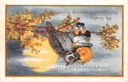 Owl, Pumpkin Kid Mechanical Pop Out Halloween writing on back light crease le...